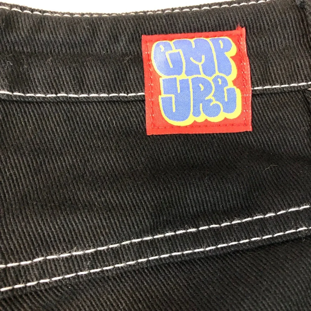 Empyre Black Pants Mens 34x30 Relaxed Skater Grunge Y2K Embroidered Graffiti Cat